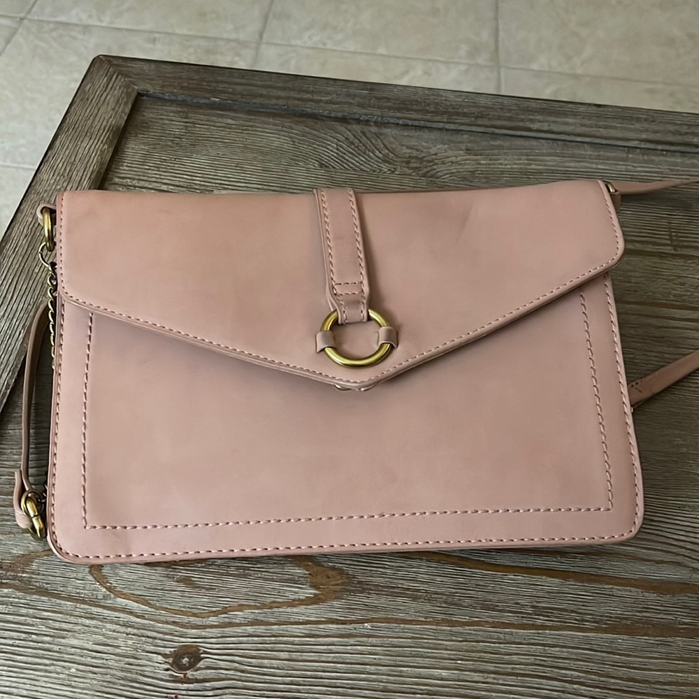 Blush clutch purse with strap